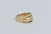 Load image into Gallery viewer, 14K Natural Diamond Emerald Striped Contour Ring Yellow Gold