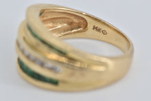 Load image into Gallery viewer, 14K Natural Diamond Emerald Striped Contour Ring Yellow Gold