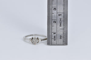 10K Princess Cut Natural Diamond Cluster Promise Ring White Gold