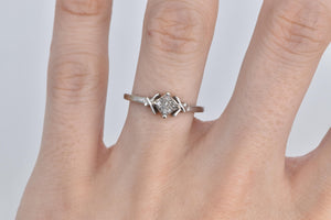 10K Princess Cut Natural Diamond Cluster Promise Ring White Gold