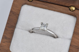 14K 0.60 Ct Princess Natural Diamond Engagement Ring White Gold
