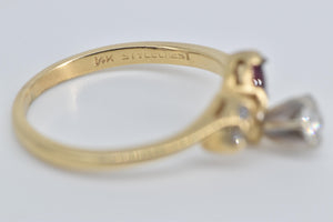 14K Natural Diamond Ruby Vintage Promise Engagement Ring Yellow Gold