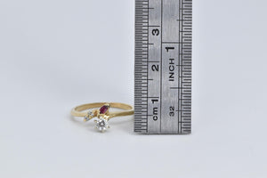 14K Natural Diamond Ruby Vintage Promise Engagement Ring Yellow Gold
