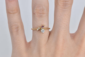 14K Natural Diamond Ruby Vintage Promise Engagement Ring Yellow Gold