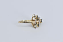 Load image into Gallery viewer, 14K Square Sapphire Natural Diamond Halo Cluster Ring Yellow Gold