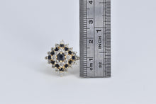 Load image into Gallery viewer, 14K Square Sapphire Natural Diamond Halo Cluster Ring Yellow Gold