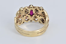 Load image into Gallery viewer, 14K Marquise Ruby Natural Diamond Checkered Ring Yellow Gold