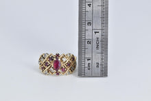 Load image into Gallery viewer, 14K Marquise Ruby Natural Diamond Checkered Ring Yellow Gold