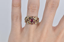 Load image into Gallery viewer, 14K Marquise Ruby Natural Diamond Checkered Ring Yellow Gold