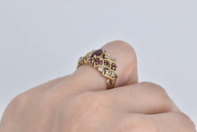 Load image into Gallery viewer, 14K Marquise Ruby Natural Diamond Checkered Ring Yellow Gold