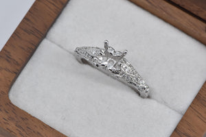 14K Oval Diamond Engagement Setting Ring White Gold