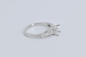 14K Oval Diamond Engagement Setting Ring White Gold