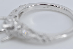 14K Oval Diamond Engagement Setting Ring White Gold