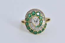 Load image into Gallery viewer, 18K 3.49 Ctw Pear Natural Diamond Emerald Swirl Ring Yellow Gold
