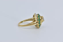 Load image into Gallery viewer, 18K 3.49 Ctw Pear Natural Diamond Emerald Swirl Ring Yellow Gold