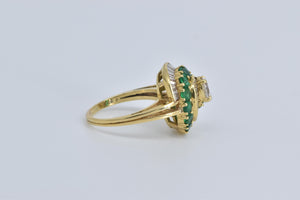 18K 3.49 Ctw Pear Natural Diamond Emerald Swirl Ring Yellow Gold