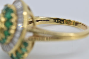 18K 3.49 Ctw Pear Natural Diamond Emerald Swirl Ring Yellow Gold