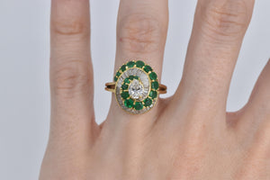 18K 3.49 Ctw Pear Natural Diamond Emerald Swirl Ring Yellow Gold