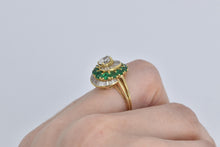 Load image into Gallery viewer, 18K 3.49 Ctw Pear Natural Diamond Emerald Swirl Ring Yellow Gold