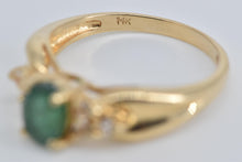 Load image into Gallery viewer, 14K Oval Natural Emerald Diamond Engagement Ring Yellow Gold