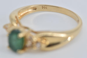 14K Oval Natural Emerald Diamond Engagement Ring Yellow Gold