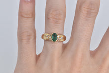 Load image into Gallery viewer, 14K Oval Natural Emerald Diamond Engagement Ring Yellow Gold