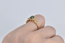 Load image into Gallery viewer, 14K Oval Natural Emerald Diamond Engagement Ring Yellow Gold