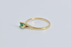 18K Round Natural Emerald Pressure Set Engagement Ring Yellow Gold