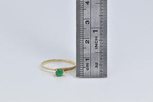18K Round Natural Emerald Pressure Set Engagement Ring Yellow Gold
