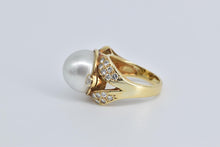Load image into Gallery viewer, 18K 1940&#39;s Pearl Natural Diamond Cocktail Ring Yellow Gold