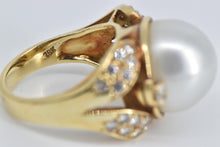 Load image into Gallery viewer, 18K 1940&#39;s Pearl Natural Diamond Cocktail Ring Yellow Gold