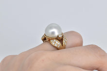 Load image into Gallery viewer, 18K 1940&#39;s Pearl Natural Diamond Cocktail Ring Yellow Gold