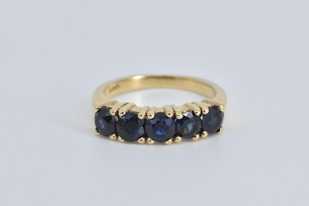 14K 2.50 Ctw Natural Sapphire Stacking Band Ring Yellow Gold