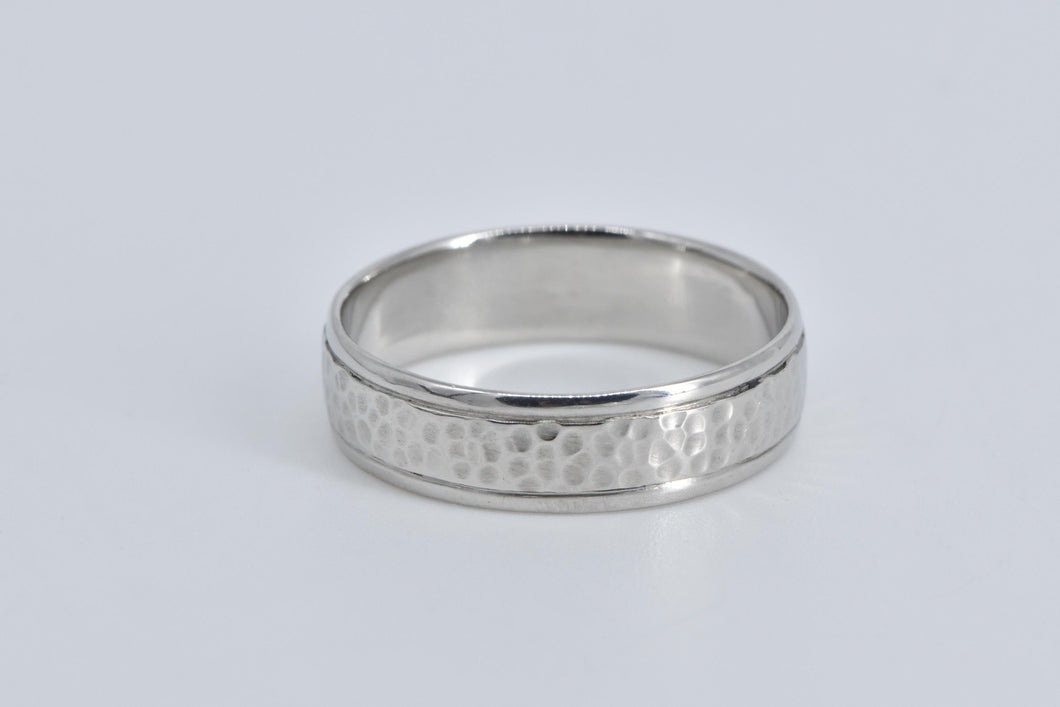 Platinum 5.9mm Hammered Novell Wedding Band Ring