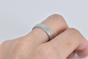 Platinum 5.9mm Hammered Novell Wedding Band Ring