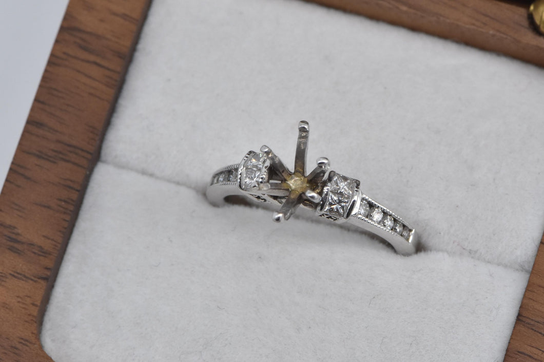 14K Marquise Diamond Engagement Setting Ring White Gold