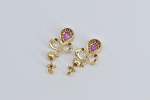 Load image into Gallery viewer, 13K Pear Ruby Natural Diamond Halo Antique Dangle Earrings Yellow Gold