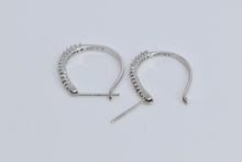 Load image into Gallery viewer, 10K Oval Diamond Classic Fashion 20.5mm Hoop Earrings White Gold