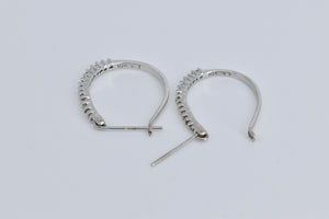 10K Oval Diamond Classic Fashion 20.5mm Hoop Earrings White Gold