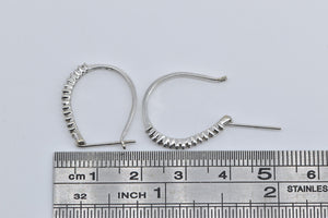 10K Oval Diamond Classic Fashion 20.5mm Hoop Earrings White Gold