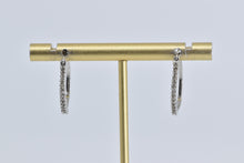 Load image into Gallery viewer, 10K Oval Diamond Classic Fashion 20.5mm Hoop Earrings White Gold