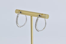 Load image into Gallery viewer, 10K Oval Diamond Classic Fashion 20.5mm Hoop Earrings White Gold