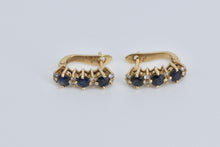 Load image into Gallery viewer, 14K Sapphire Diamond Curved Bar French Clip Earrings Yellow Gold