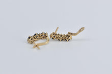 Load image into Gallery viewer, 14K Sapphire Diamond Curved Bar French Clip Earrings Yellow Gold