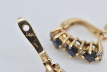 Load image into Gallery viewer, 14K Sapphire Diamond Curved Bar French Clip Earrings Yellow Gold
