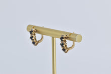 Load image into Gallery viewer, 14K Sapphire Diamond Curved Bar French Clip Earrings Yellow Gold