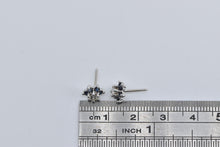 Load image into Gallery viewer, 14K Round Diamond Sapphire Halo Flower Stud Earrings White Gold