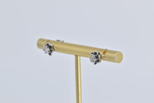 Load image into Gallery viewer, 14K Round Diamond Sapphire Halo Flower Stud Earrings White Gold
