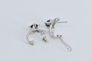 14K Natural Sapphire Natural Diamond French Clip Earring White Gold