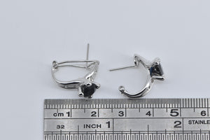 14K Natural Sapphire Natural Diamond French Clip Earring White Gold